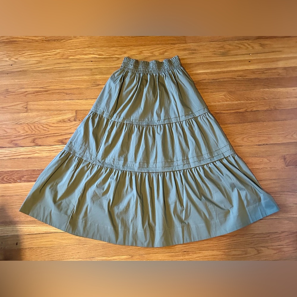 Philosophy Olive Green Tiered Maxi Skirt
